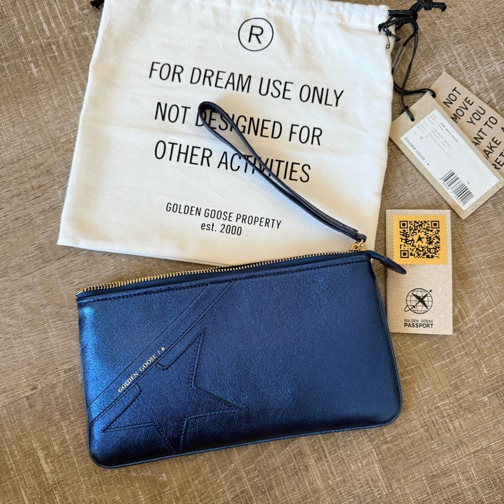 Golden Goose Metallic Blue Star Wrist Wallet